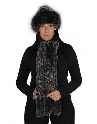 Foulard et tuque rex gris noir beige