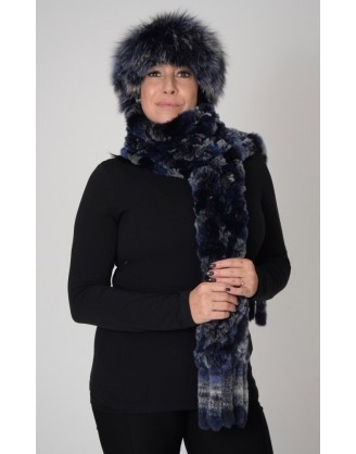 Tuque/foulard rex/renard multi bleu/noir/gris